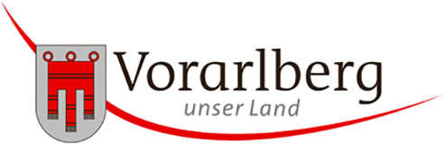 Logo des Landes Vorarlberg mit dem Landeswappen und Text Vorarlberg unser Land